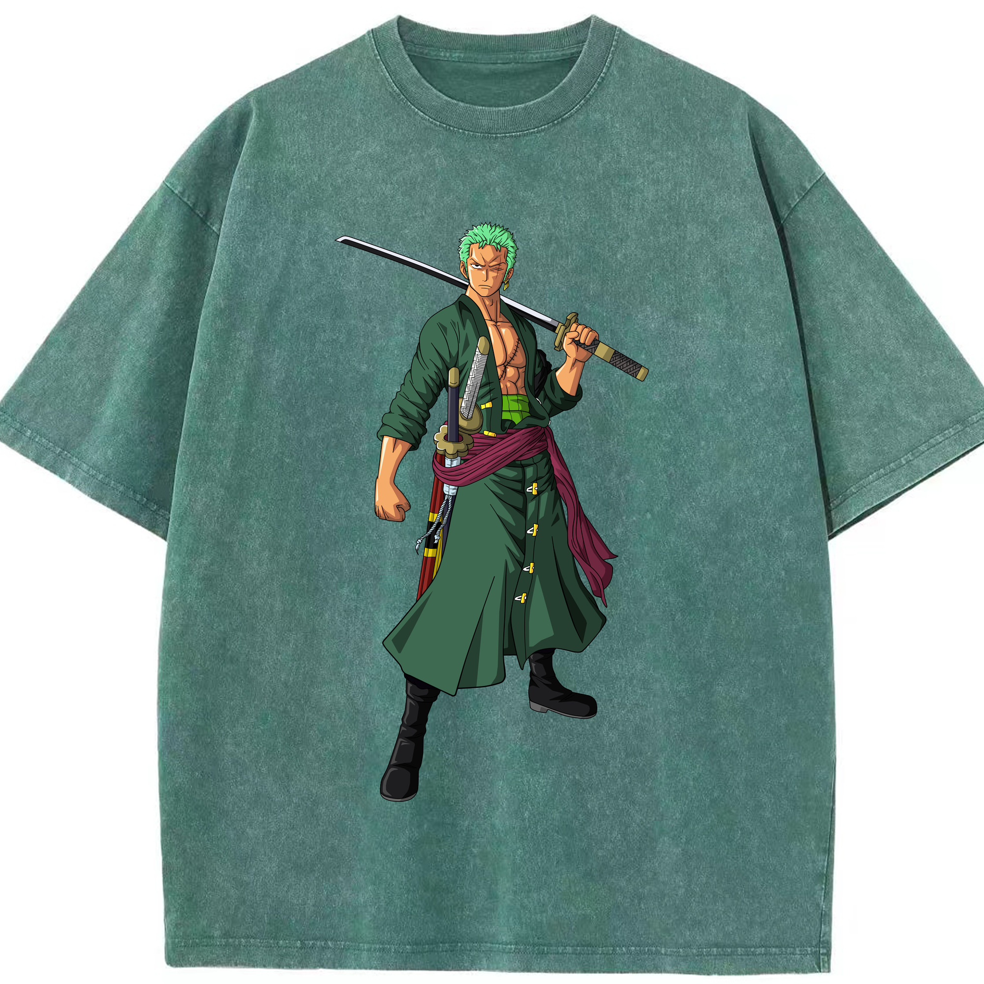 ワンピース ロロノア・ゾロ ONE PIECE Roronoa Zoro 綿100% ヴィンテージ風 半袖Tシャツ（フロントプリント）